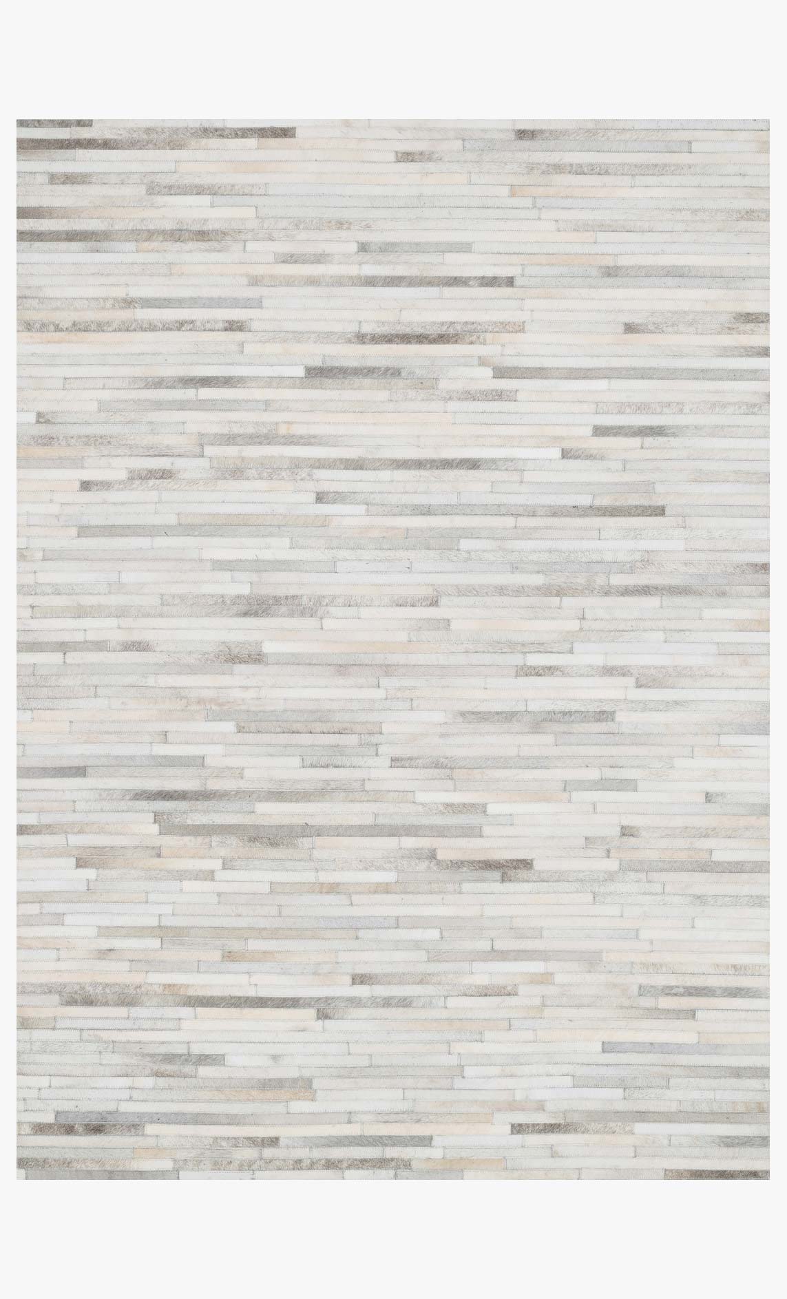 Ivory hand-stitched area rug with thin gray and beige linear pattern