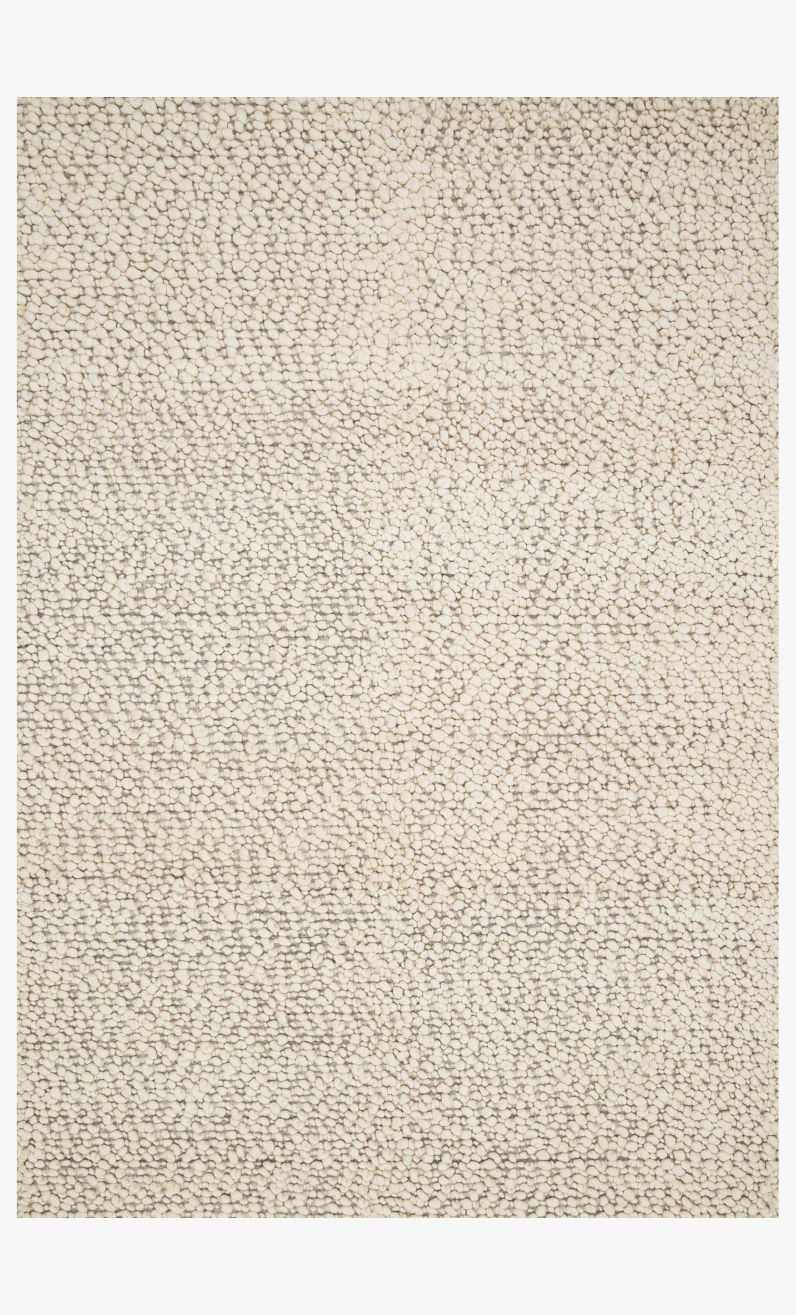 Ivory hand-woven rug with dense looped texture and simple flat border