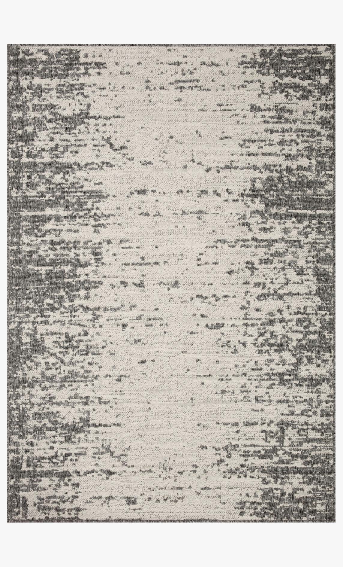 Ivory and grey power-loomed rug with dense abstract textural pattern