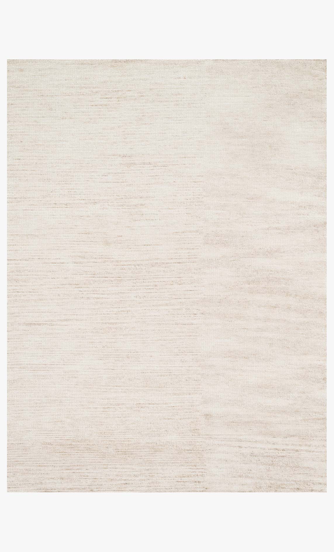 Ivory hand-knotted rug with subtle linear texture, flatwoven look