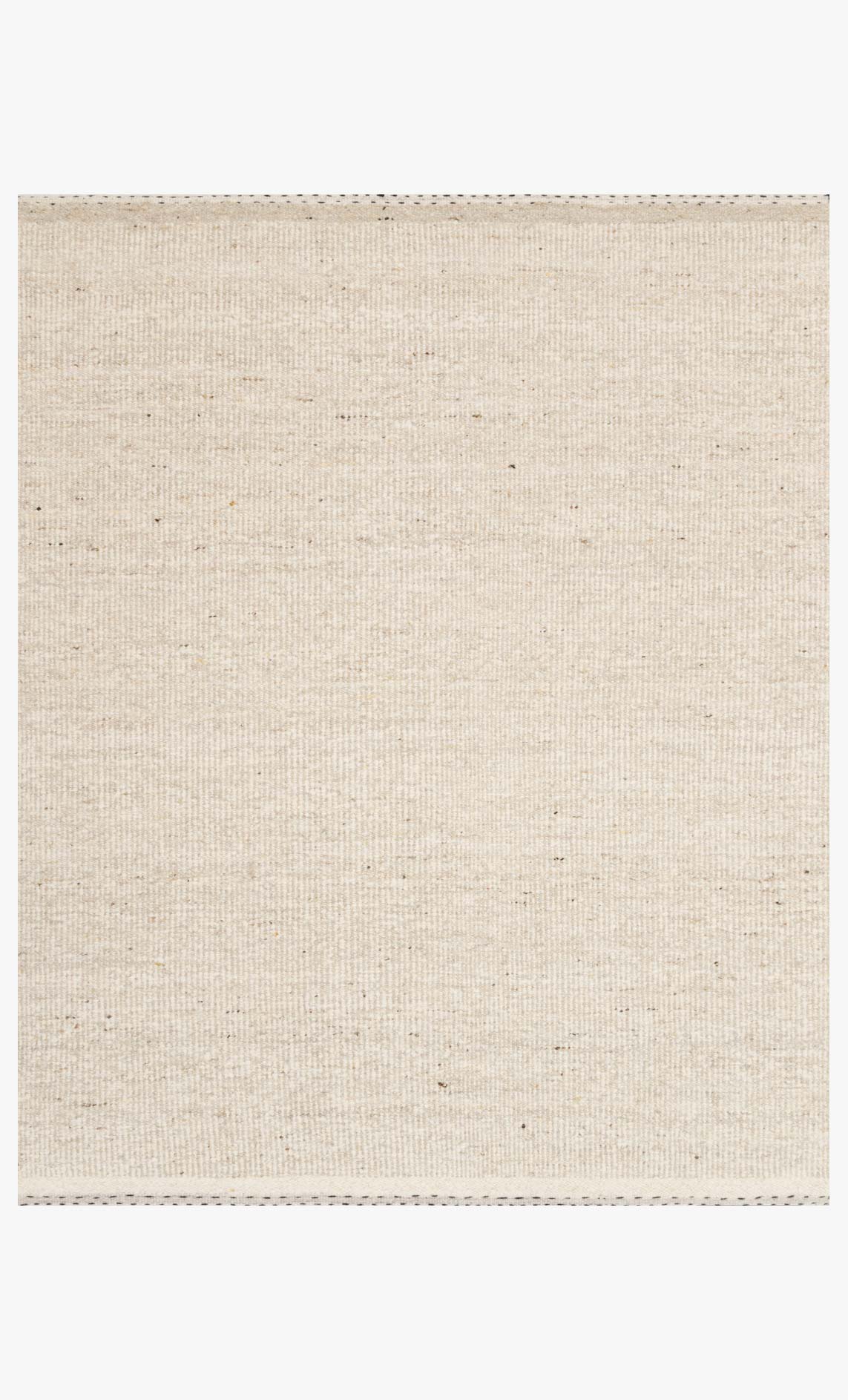Hand-woven contemporary rug in oatmeal with flat texture and simple border