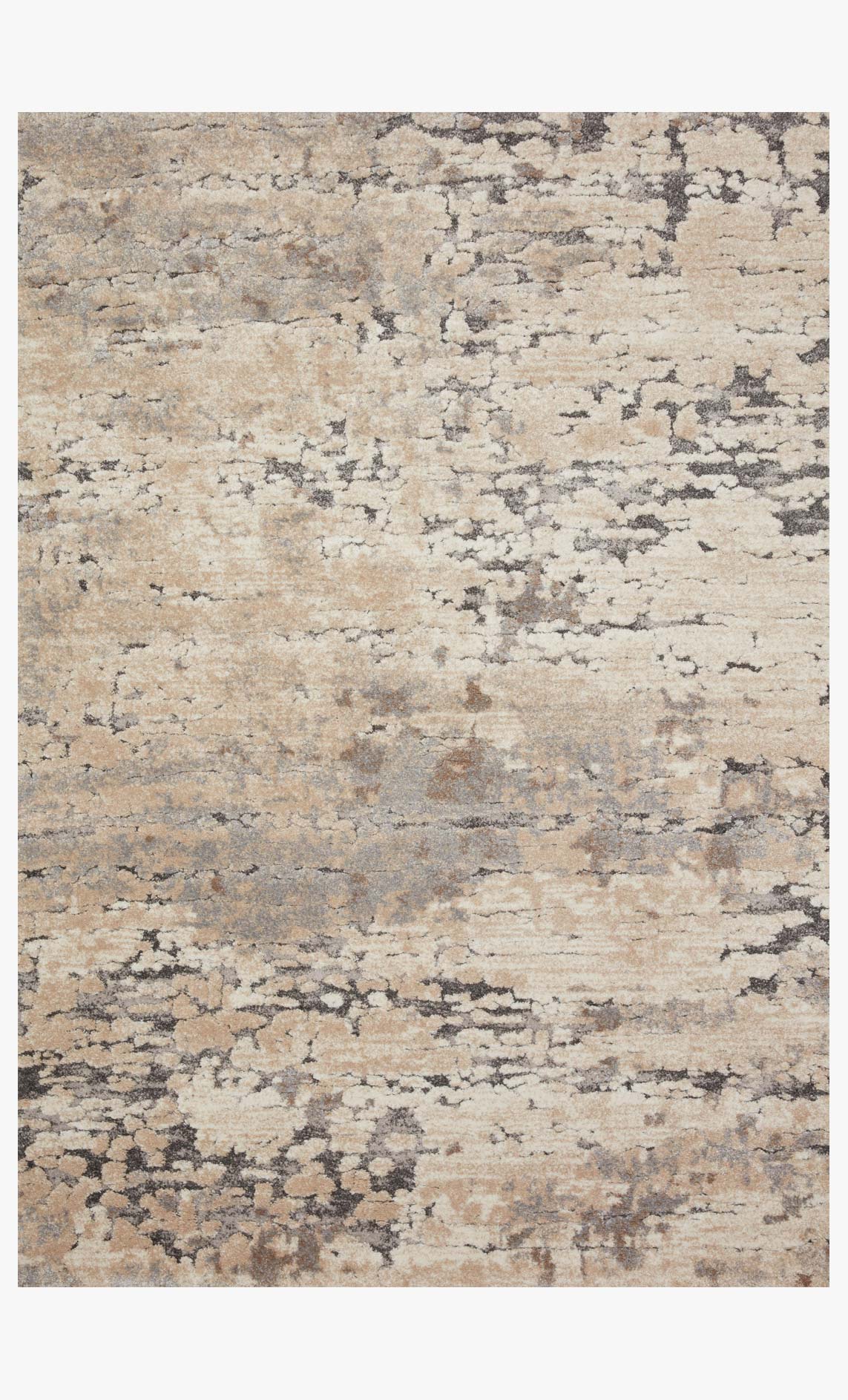 Taupe and grey transitional power-loomed rug with distressed abstract pattern, rectangular