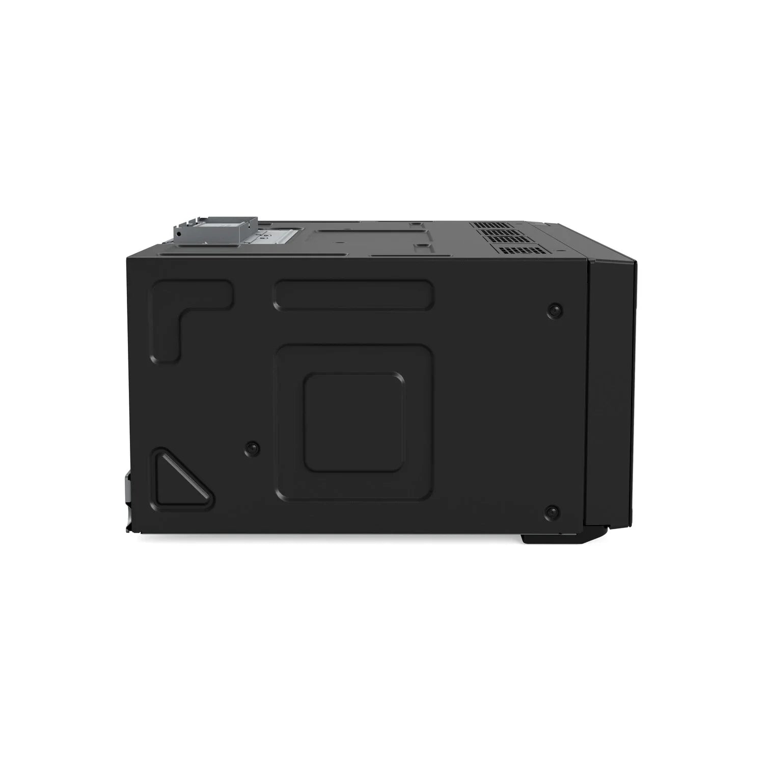 Over-the-range microwave oven back view with mounting and access panels