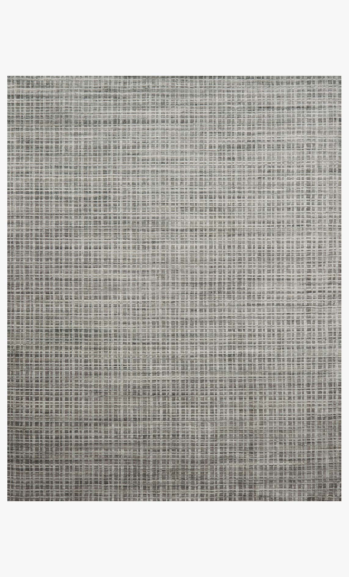 Hand-loomed transitional rug with light gray and dark graphite grid pattern