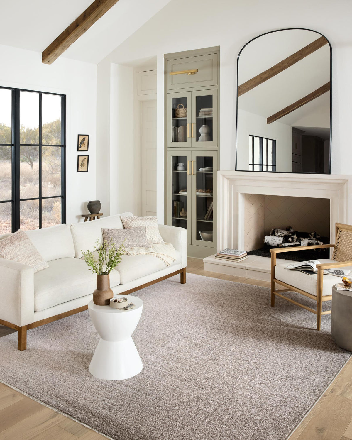 Taupe and dove textured rug, traditional power-loomed style