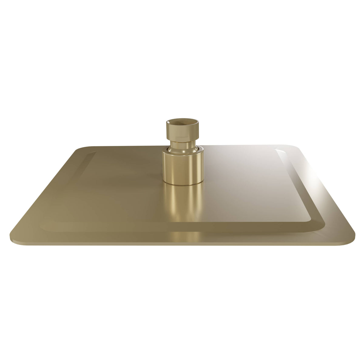 Champagne bronze shower head with central inlet pipe and flat square face