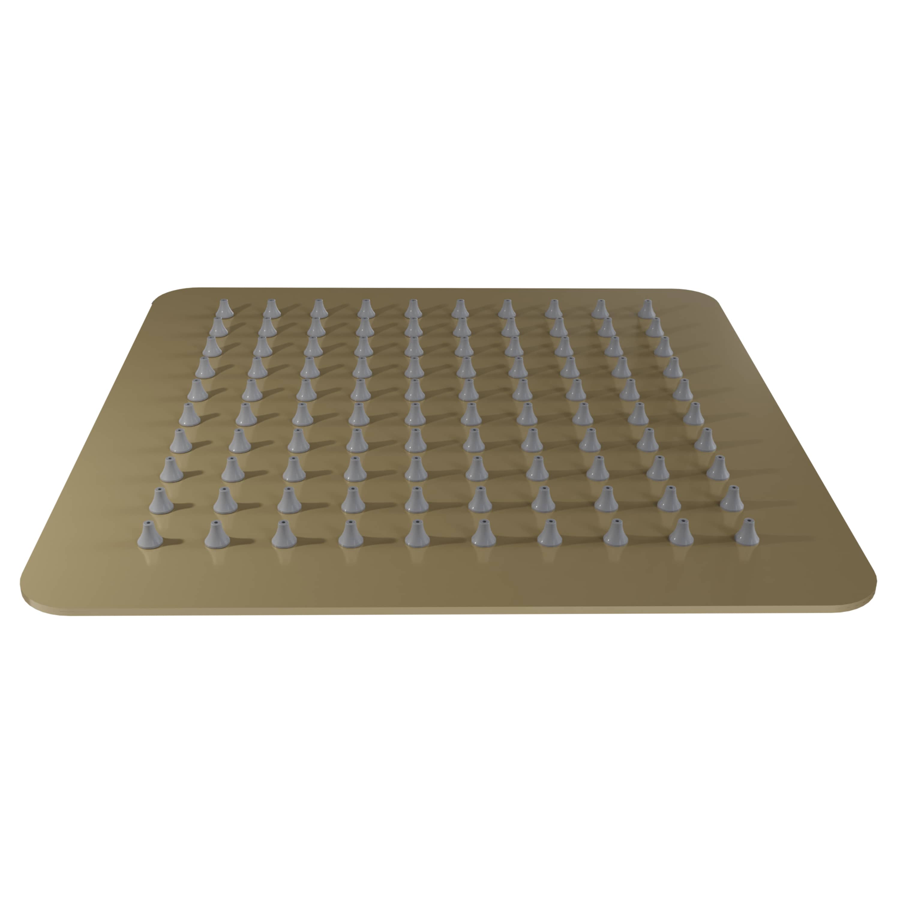 Champagne bronze 8-inch shower head showing full nozzle layout on square plate