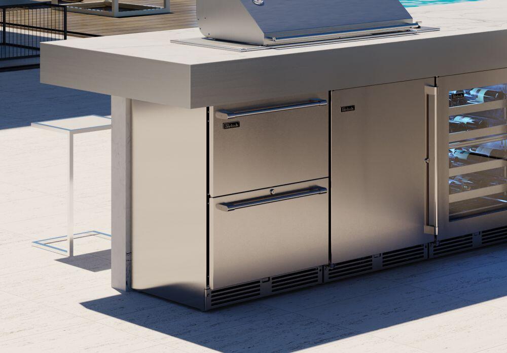 Stainless steel built-in compact freezer under counter with drawer front and vents