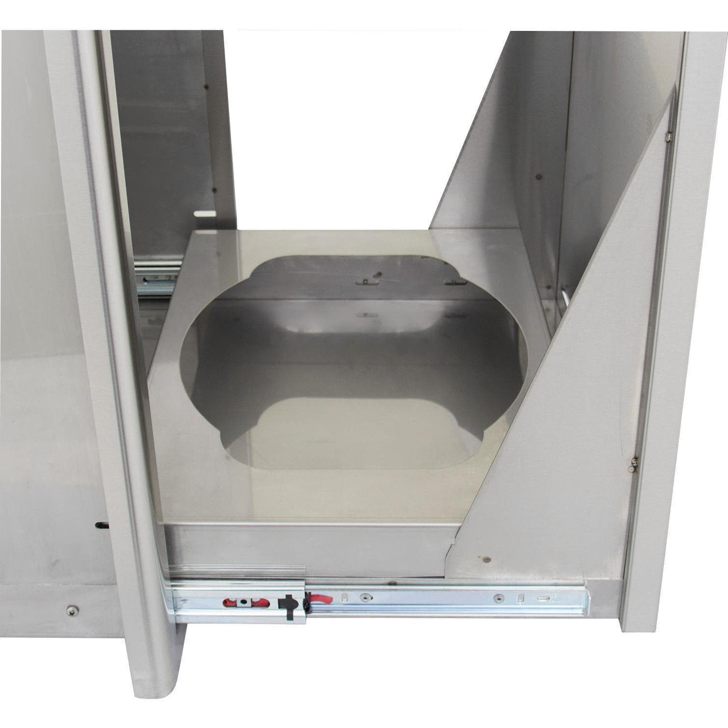 Stainless steel trash drawer slide-out bin holder with top opening