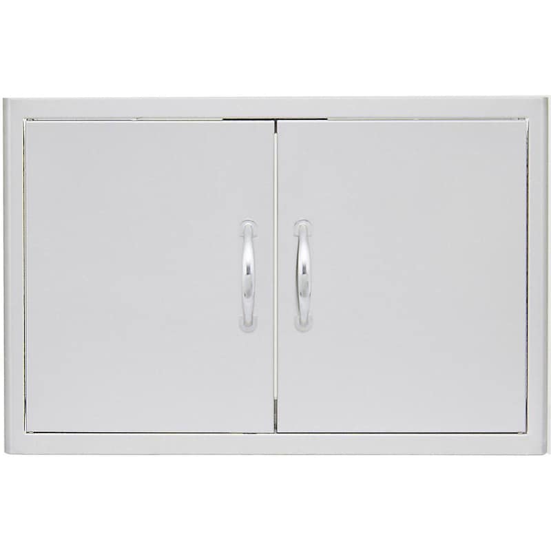 Stainless steel double access door with two recessed vertical handles