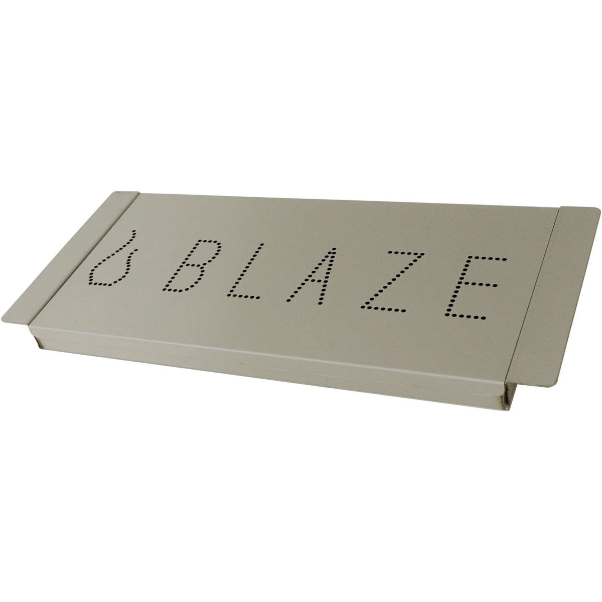 Extra large smoker box with lid closed, dotted 'BLAZE' front panel