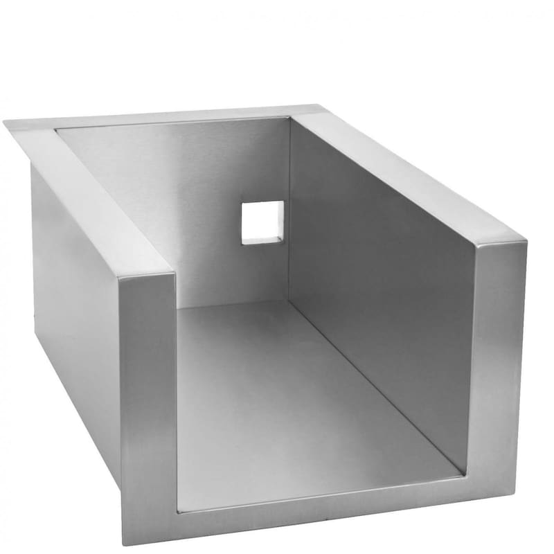 Rectangular insulated burner jacket insert with silver-gray metal walls