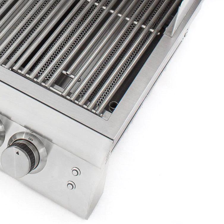 Stainless steel burner grates and front control knobs, built-in gas grill panel