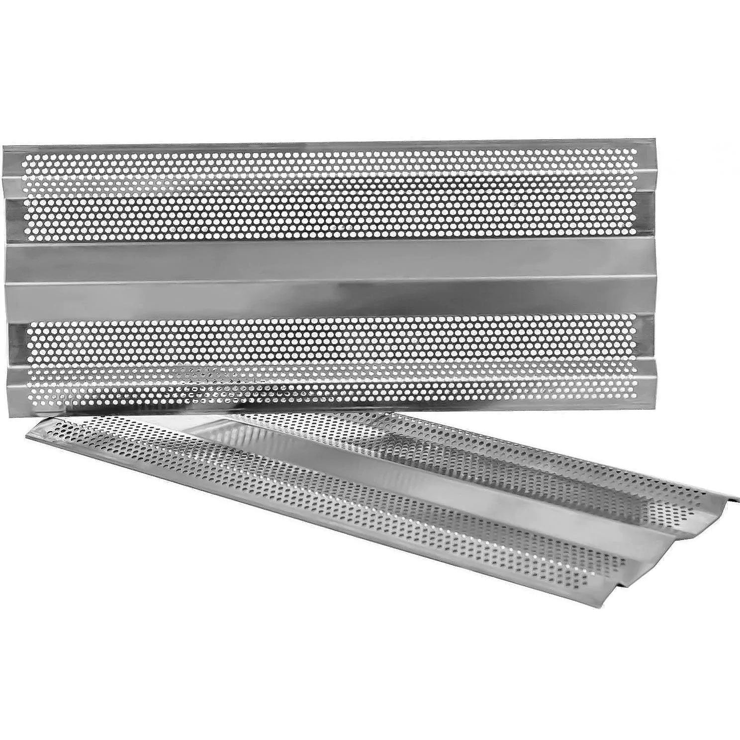 Stainless steel griddle insert with perforated heat shield panels