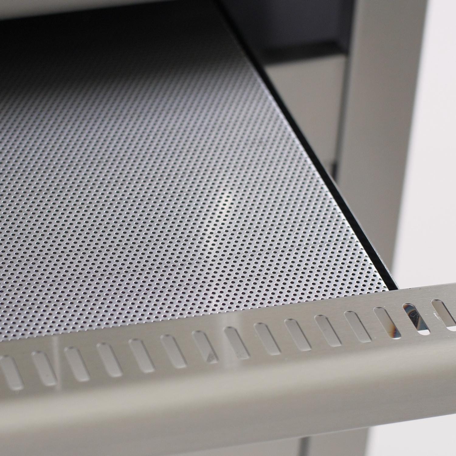 Stainless grill vent or tray with perforated diamond pattern interior panel
