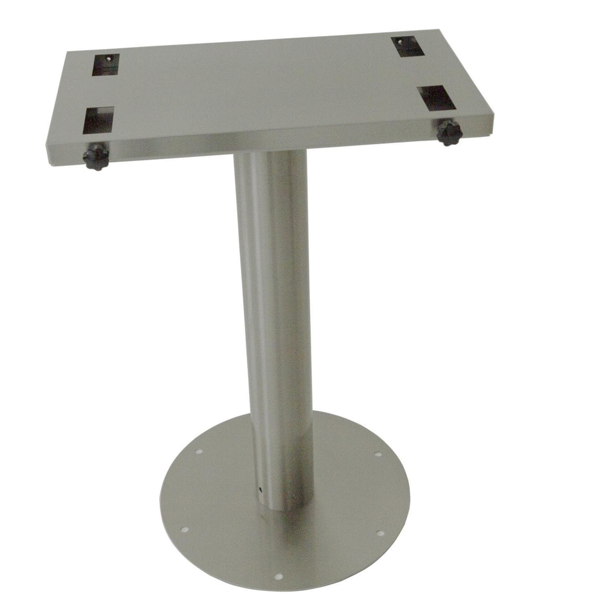 Stainless steel portable grill pedestal stand with round base and support column