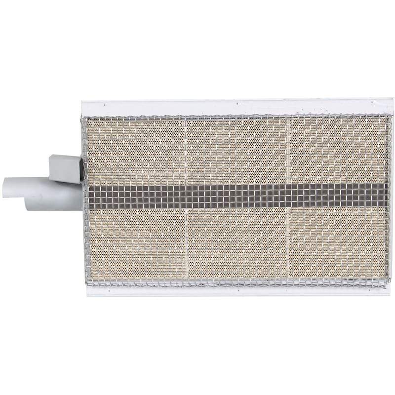 Infrared searing burner with rectangular metal mesh heating grid