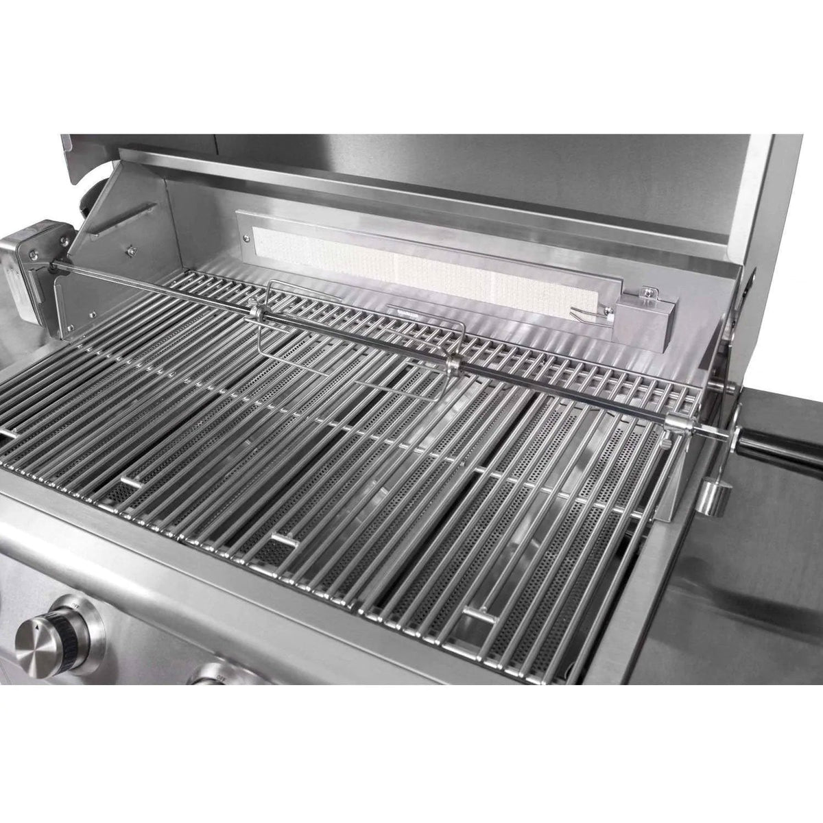 Rotisserie accessory for grill interior with wire rotisserie basket and metal rod