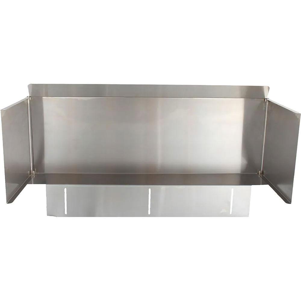 Stainless steel wind guard with enclosed back and open front supports