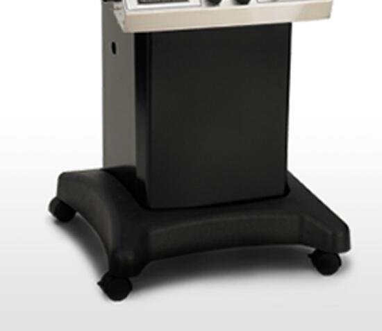 Black grill cart base with removable casters and sturdy cabinet panel
