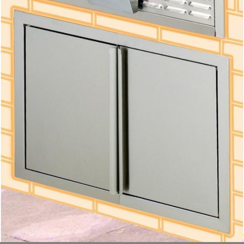 Stainless steel barbecue island door kit with two hinged door panels