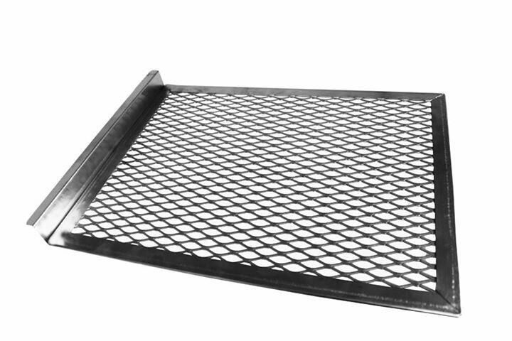 Stainless steel diamond-pattern cooking grid for two-level grill head