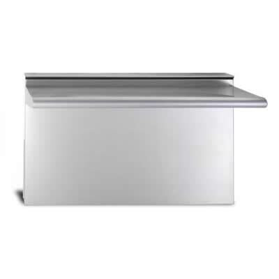 Stainless steel wall-mount high shelf with flat top and front panel, 19 in wide
