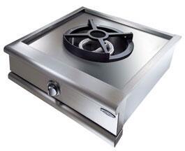 Single-burner stainless steel cooktop module with wok grate