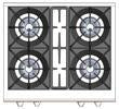 4-burner cooktop with cast iron grates in a square arrangement