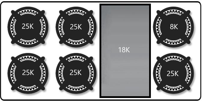 Sticker set with black 8K and 18K labels and 25K capacity marks