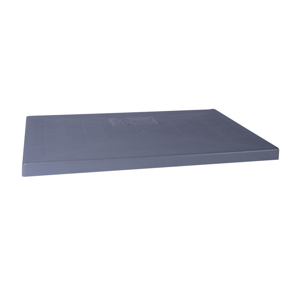Plastic equipment pad, rectangular dark blue-gray with smooth surface