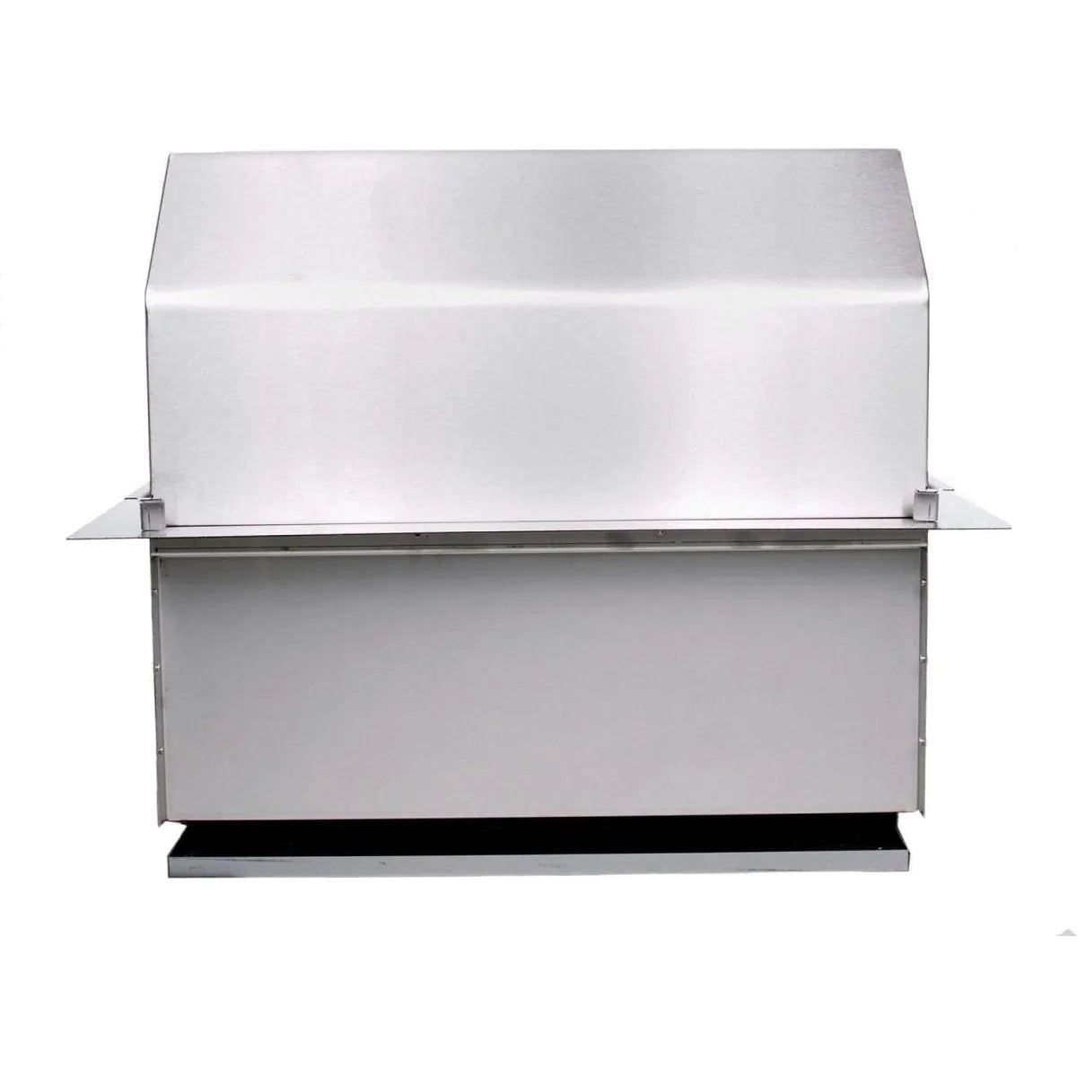 Freestanding charcoal grill back panel with open access cabinet and side shelves