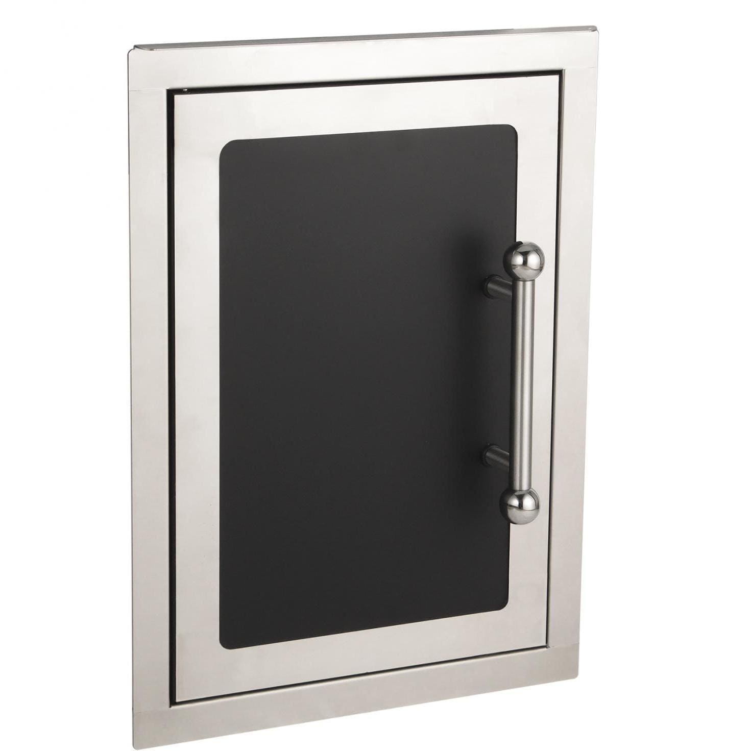Black diamond single access door with left-hinged frame and two round handles