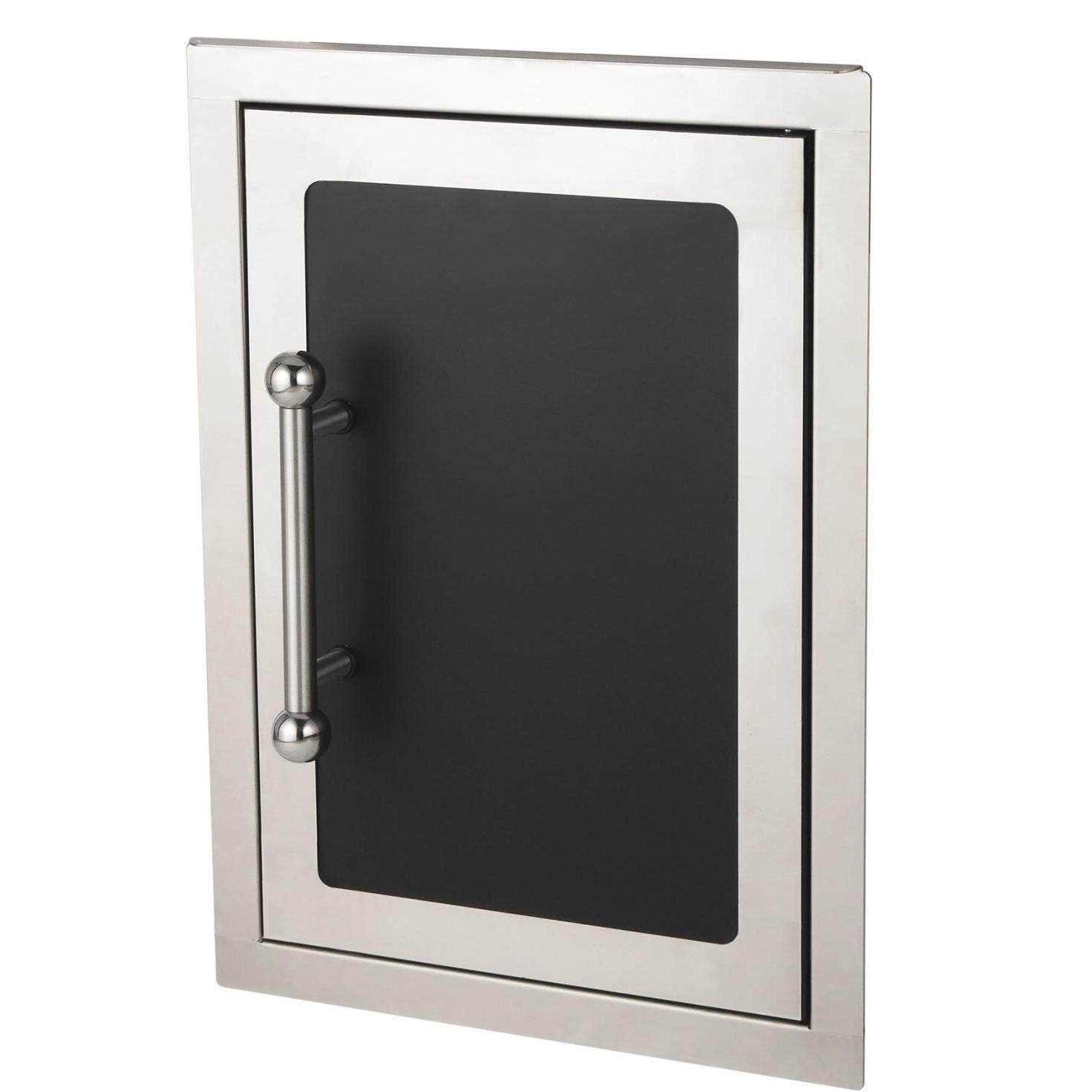 Fire Magic right-hinged access door with black glass panel and stainless frame