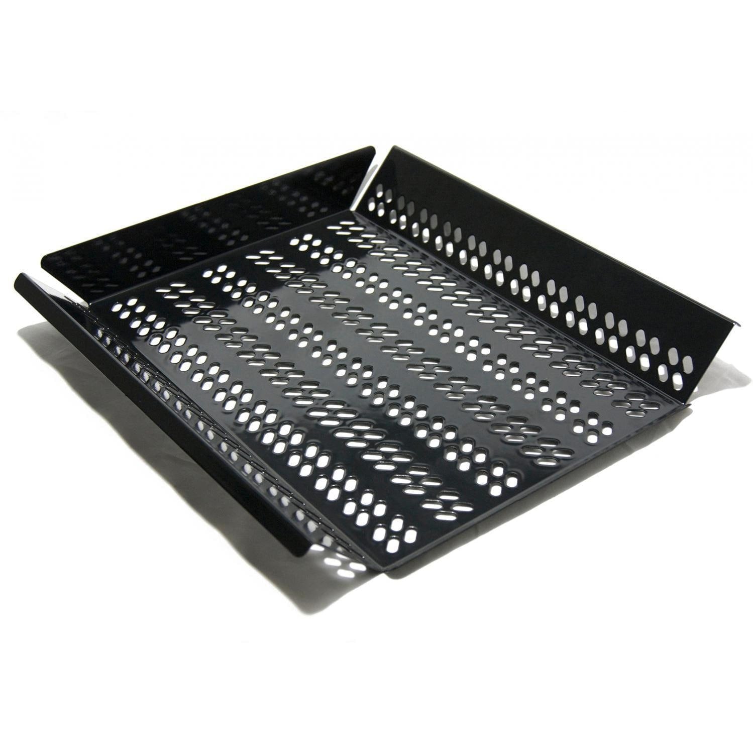 Fire Magic grilling tray with perforated metal insert and side handles, black