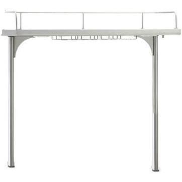 Lighted beverage center top with rectangular metal frame and support legs