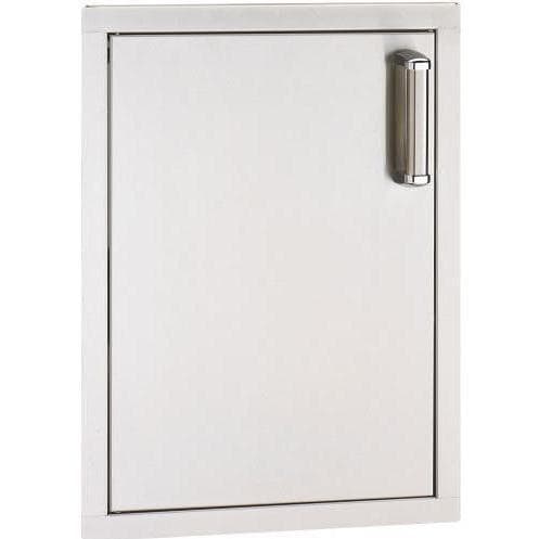 Fire Magic stainless flush single access door with vertical handle, soft-close