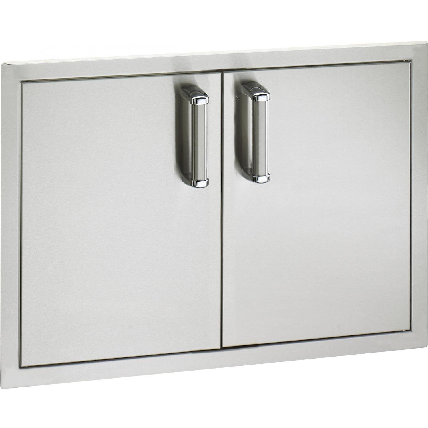 Stainless steel double access flush door with two recessed handles, double panel design