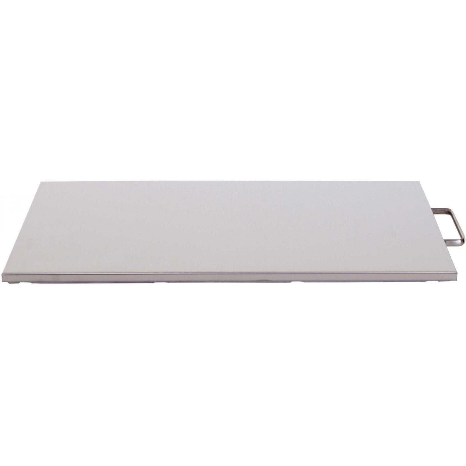 Stainless steel double side-burner grid cover, light-gray rectangular lid
