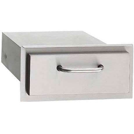 14-inch single access drawer with brushed metal finish and pull handle