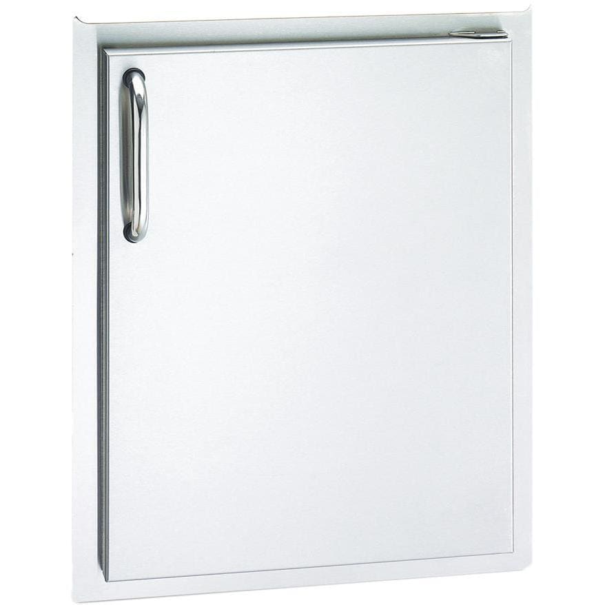 Right-hinged single access door, white panel with stainless metal frame and pull handle