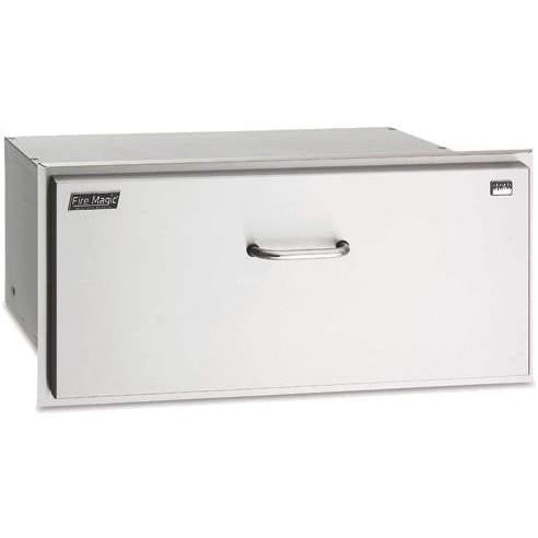 Fire Magic masonry drawer, 31 in x 31 in, stainless frame with pull handle, single compartment