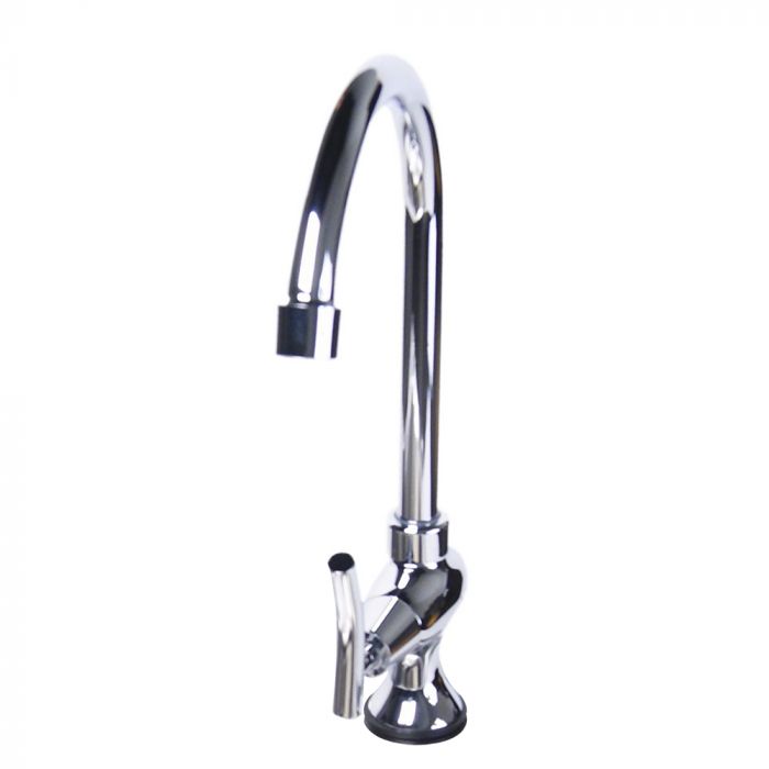 Stainless steel single-handle faucet with tall arched spout and chrome finish