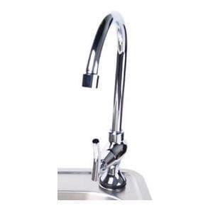 Stainless steel single-handle outdoor cold water faucet with tall curved spout