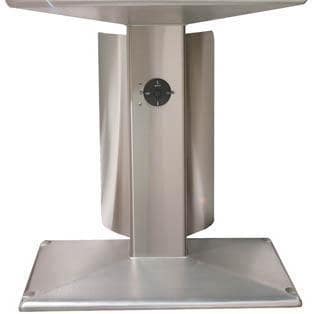 Metal patio post tank shield with wide base tray and center support column