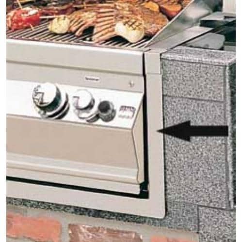 Fire Magic stainless trim kit for Bar Caddy, side panel detail