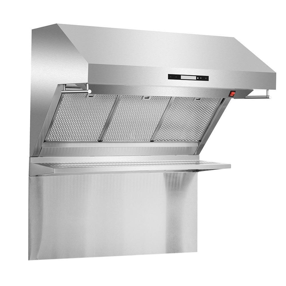 Stainless steel wall mount range hood with mesh filters and control panel