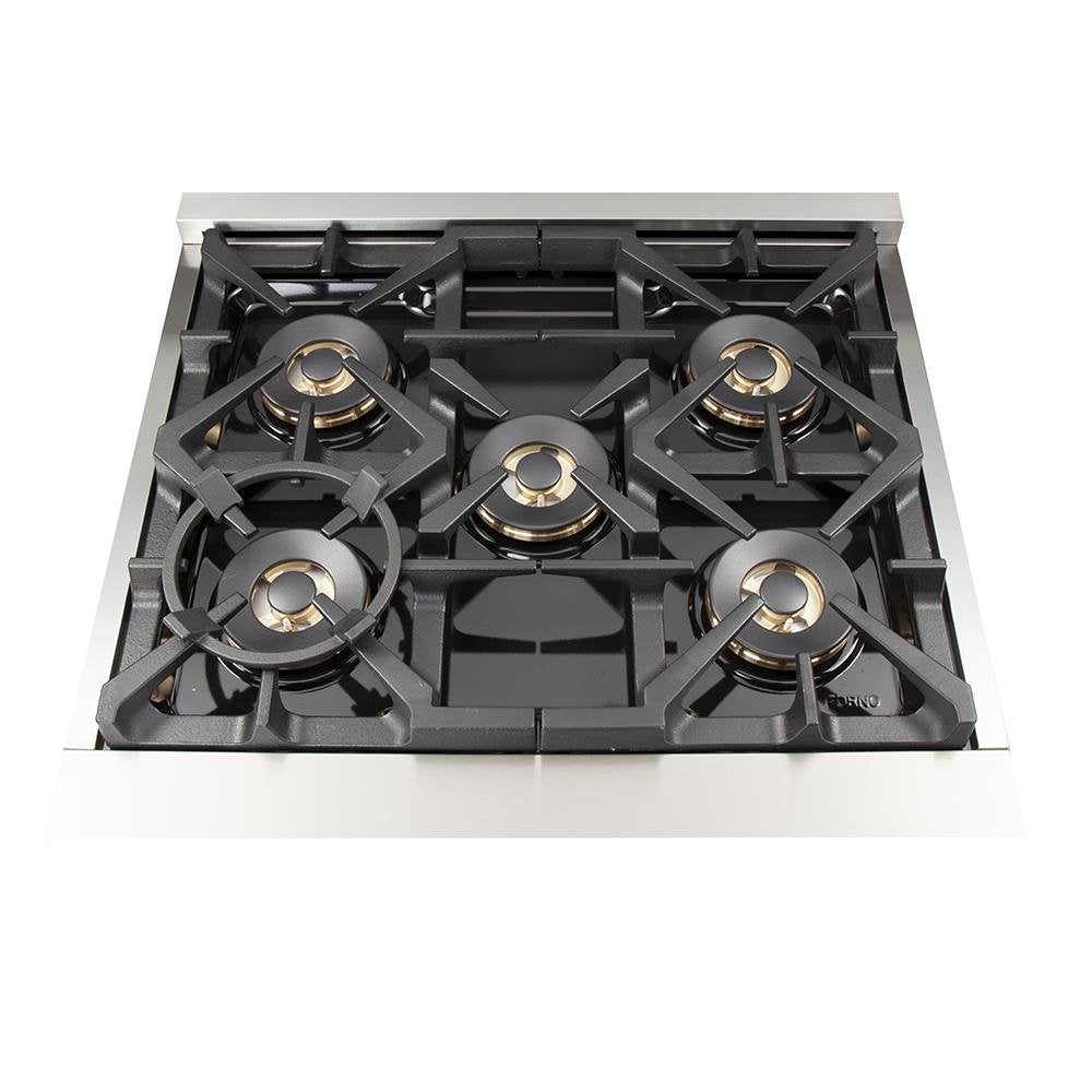 Stainless steel gas cooktop with five burners