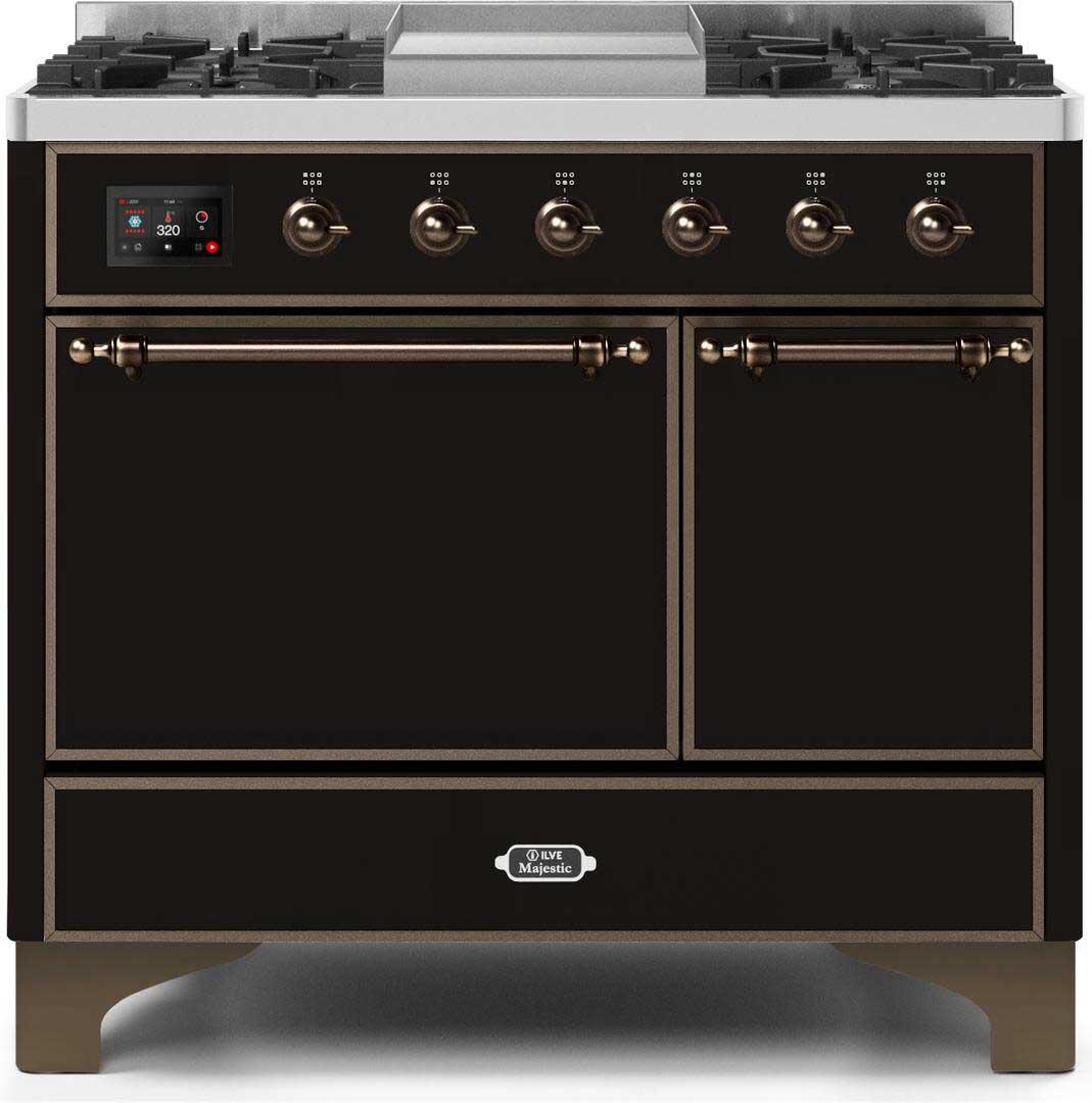ILVE 40" Dual Fuel Range in Glossy Black (UMD10FDQNS3BKB)