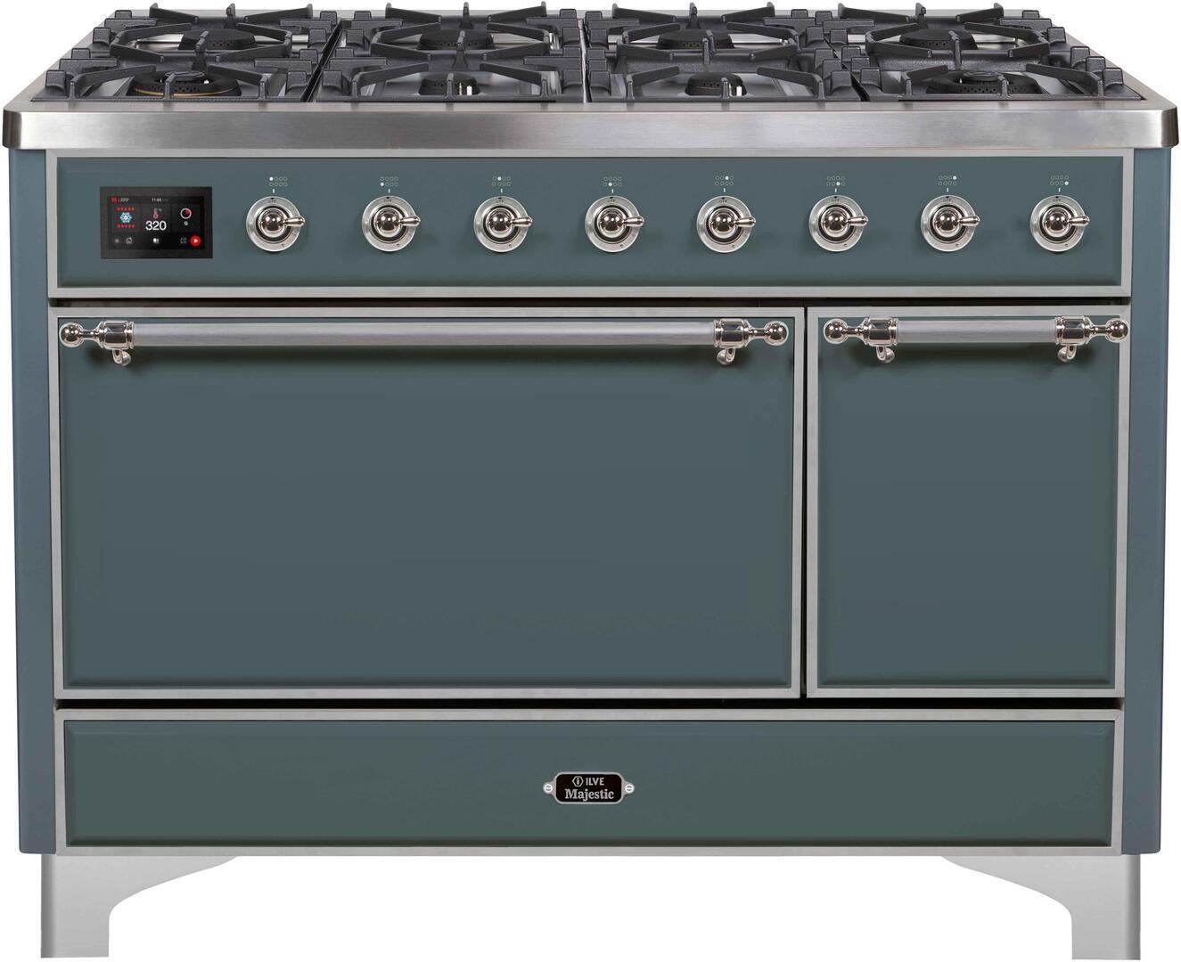ILVE 48" Dual Fuel Double Oven Range, Blue (UM12FDQNS3BGCNG)